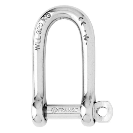 Self-locking long D shackle - Dia 4 mm