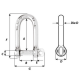 Self-locking long D shackle - Dia 6 mm