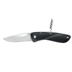 Couteau Aquaterra Chasse Peche - Lame simple lisse tire - bouchon - Noir