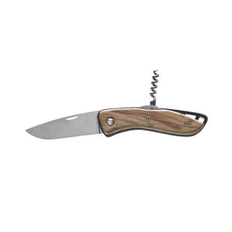 Aquaterra knife - Plain blade Corkscrew - Wooden handle