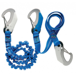 Elastic tether - 2M + 1M fixed line- 3 double action safety hooks