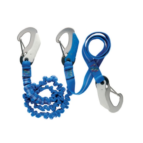 Elastic tether - 2M + 1M fixed line- 3 double action safety hooks
